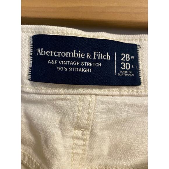 Abercrombie & Fitch vintage straight 90s jeans in cream white mens sz. 28x30 - Picture 4 of 8